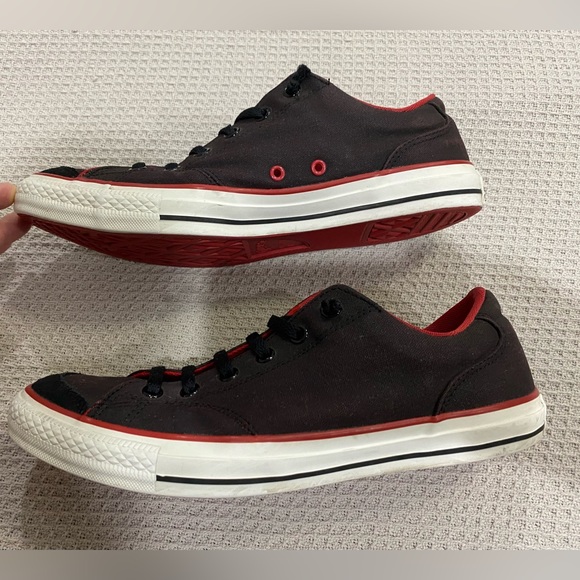 Converse All-Stars Sneakers - Low Top Black with Red Trim, Casual Street Shoes - Picture 4 of 12